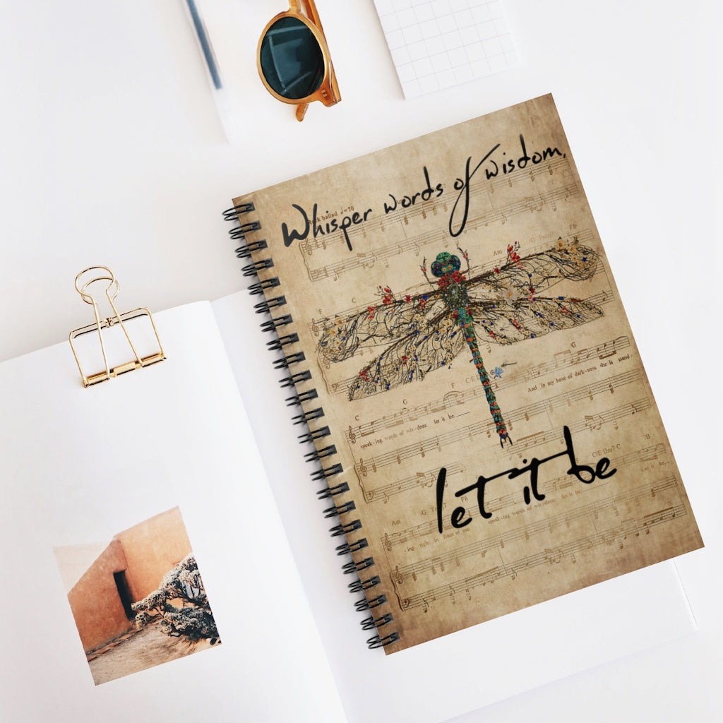 Spiral Notebook Music Sheet Let It Be Dragonfly Classic Ruled Notebook/Journal For Office, Students, School Supplies Writing Notebook 118 Pages