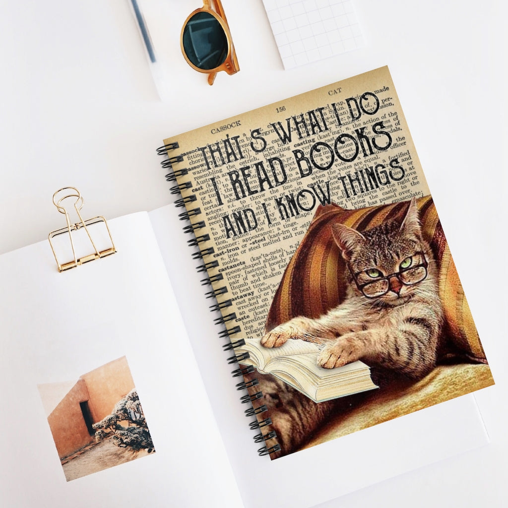 Spiral Notebook - Ruled Line Art Catt That's What I Do and I Know Things Poster, Catt Smoke -Wall Decoration-Signs for Home On Birthday