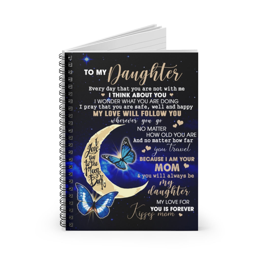Spiral Notebook Sophia - Present Daughter Blanket Gift from Mom - Butterflies Mom to My Daughter I Love You Forever & AlwaysRuled Line