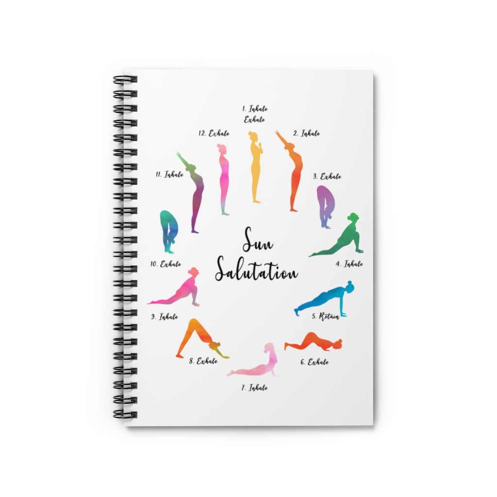 Spiral Notebook Inspirational Yoga Sun Salutation Vertical Framed Wall Hanging Home Room Birthday Housewarming Wedding Gift On Birthday, Christmas