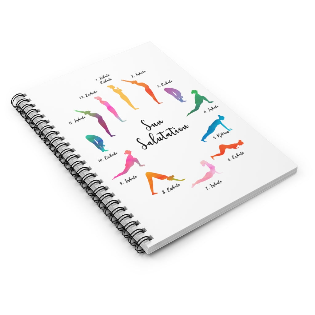 Spiral Notebook Inspirational Yoga Sun Salutation Vertical Framed Wall Hanging Home Room Birthday Housewarming Wedding Gift On Birthday, Christmas