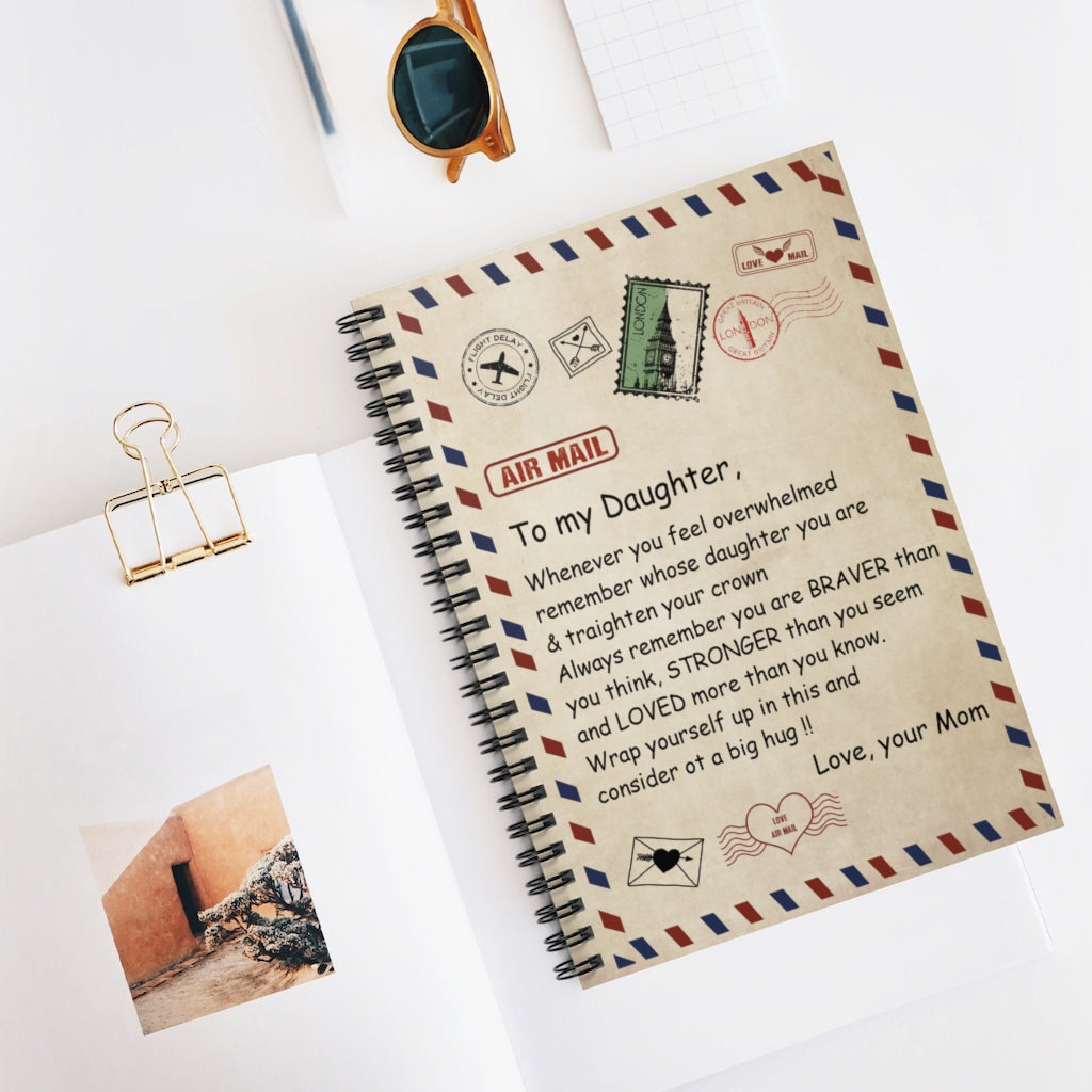 Air Mail to My Daughter Whenever You Feel Overwhelmed You are Braver Than You Think Stronger Than You Seem Vintage Stamp Notebook - Ruled Line