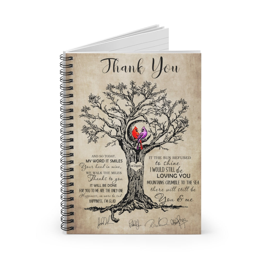 Spiral Notebook Custom Notebook Thank You Cardinal, Signs for Home, Vintage Gifts On Birthday