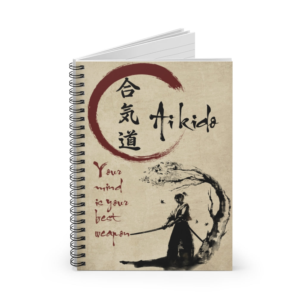 Spiral Notebook - Ruled Line Inspirational Gifts Your Mind is Your Best Weapon - English - Aikido Family Friend, Awesome Birthday Stationery Gift