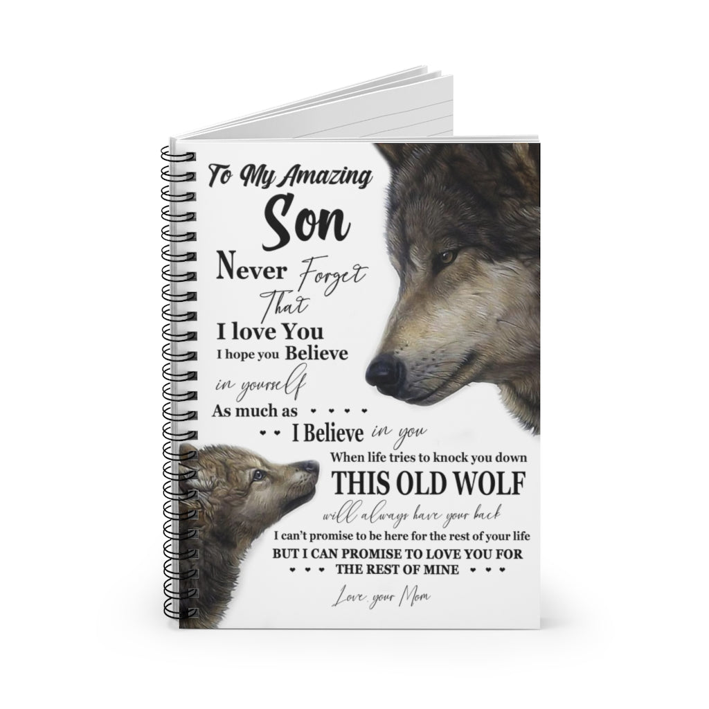 Spiral Notebook thanhlk Wolf Blanket - to My Amazing Son - Never Forget That I Love You Ruled Line