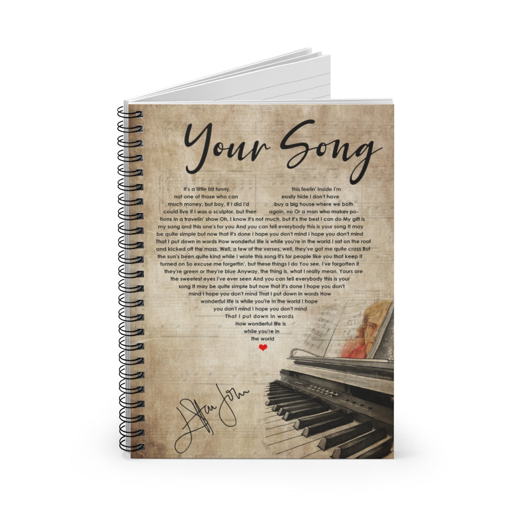 Spiral Notebook - Ruled Line Your Song Lyrics, Rock Music Song Music Album Vintage Wrapped Framed Canvas Wall Art Man's Stationery Gift