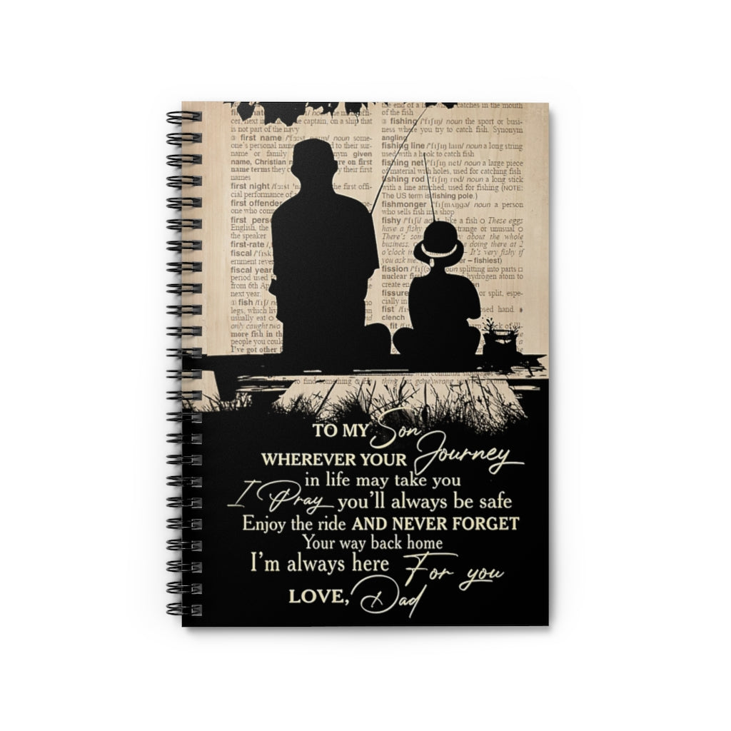Spiral Notebook - Ruled Line Fishing To My Son Vertical Premium Gift Family Awesome On Birthday Motivational gift Family Basics Wide Ruled