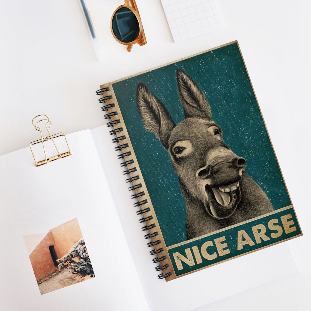 Spiral Notebook Retro Green Nice Arse Laughing Donkey Subject Notebooks Baby Journal Keepsake Spiral Notebook