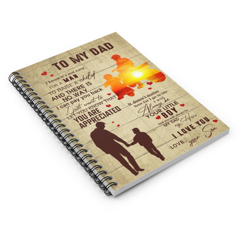 Spiral Notebook Meaningful Gifts To My Dad It’s Not Easy to Raise A Child from Son Dirt Bike – Father’s Day Dirt Bike Wall Art Gift Family Unisex Awesome On Birthday, Ruled Line