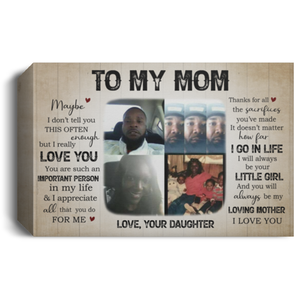 Korafina Customized Photo to My Mom Canvas Art from Daughter, I Will Always Be Your Little Girl Canvas, Mother's Day Canvas for Mom, Daughter Mom Wall Décor 18x12 26-4