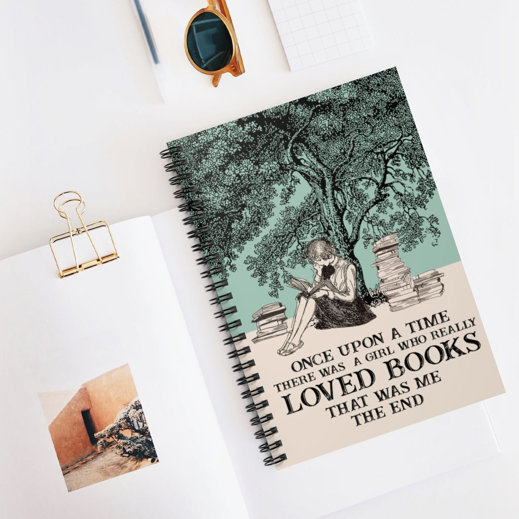 Inspirational Ideas Stationery Gift Once Upon A Time There was A Girl Who Really Loved Books Satin Spiral Notebook - Ruled Line