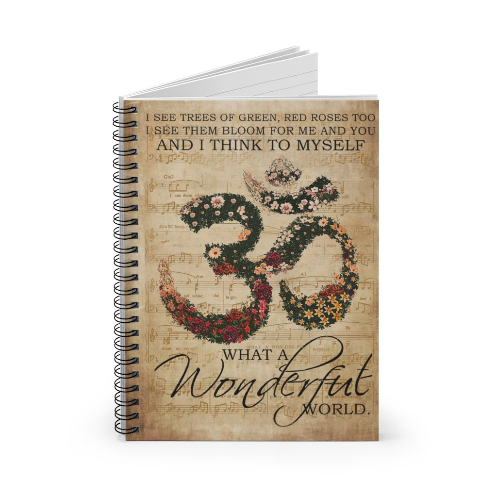 Spiral Notebook Music Sheet Wonderful World Yoga Positive Notebook Family Friend Gift Unisex
