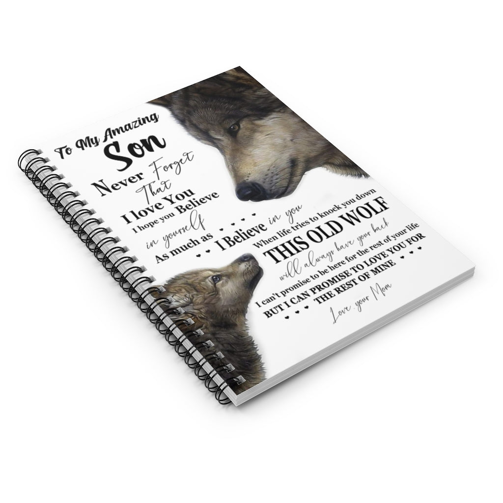 Spiral Notebook thanhlk Wolf Blanket - to My Amazing Son - Never Forget That I Love You Ruled Line