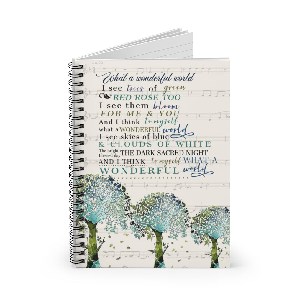 Spiral Notebook - Ruled Line Personalized Tree What A Wonderful World I See Trees of Green Red Rose Too I See Them Bloom for Me I Think to Myself What A Wonderful World
