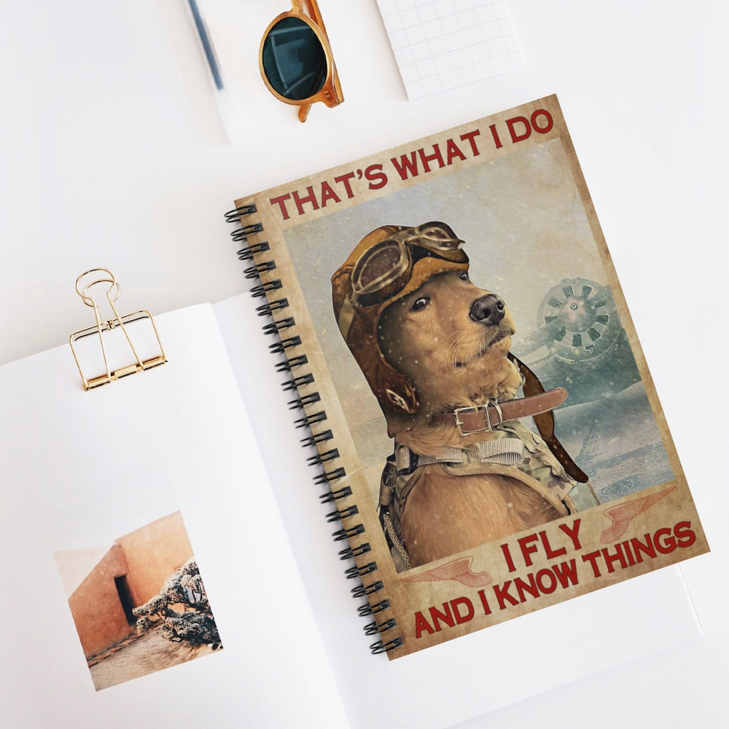 Spiral Notebook to My Mom Dog Pilot That’s What I Do I Fly and I Know Things Unframed Prints Wall Art, Gifts for Woman Ruled Line