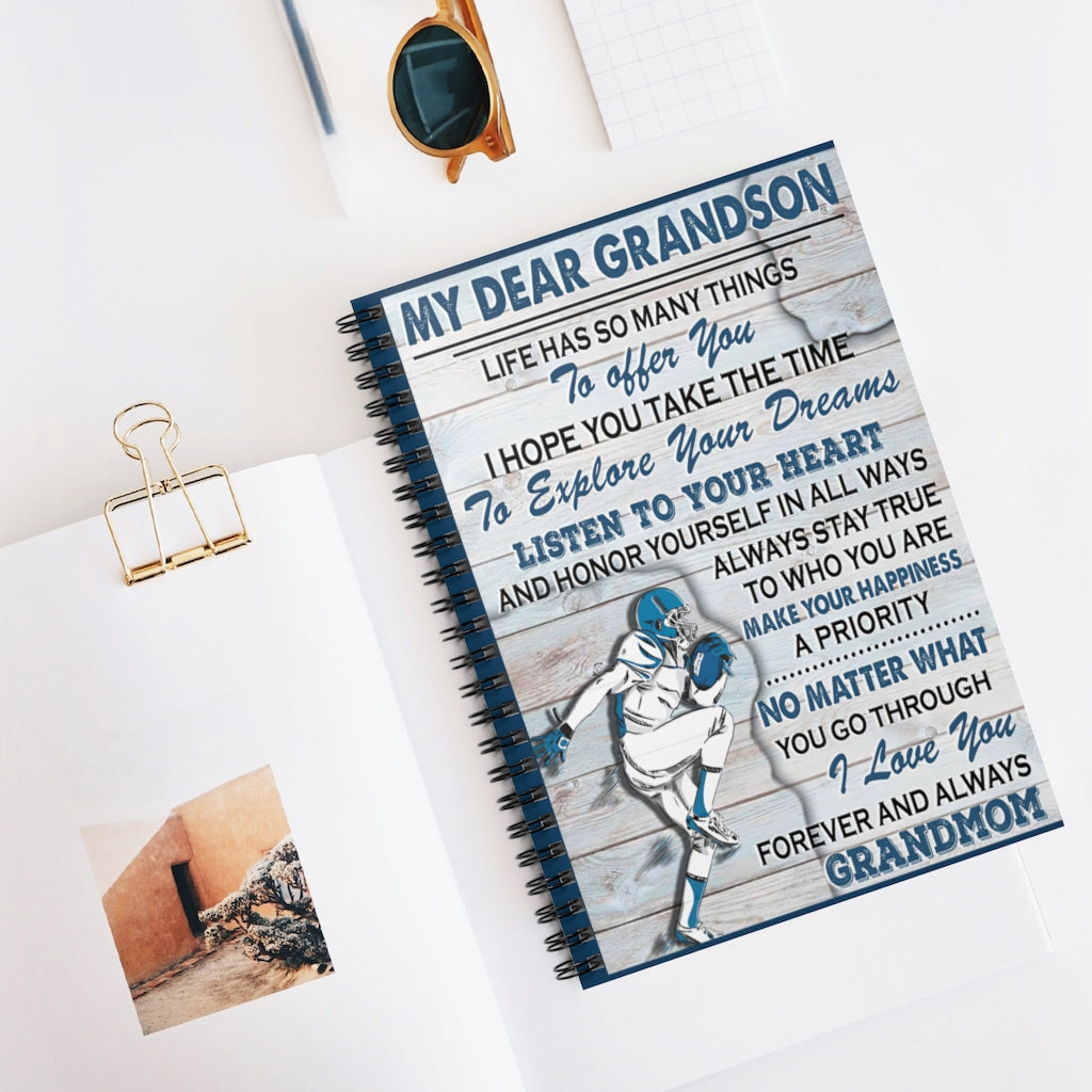 Spiral Notebook My Dear Grandson I Love You Forever And Always Grandmom Vintage Signs Gifts Woman Men College Ruled Paper 118 Sheets