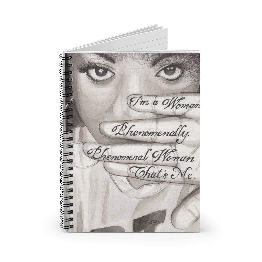 Spiral Notebook Inspirational to My Wife from Husband I'm A Woman Phenomenally Phenomenal Woman That Me by Maya Angelou, Awesome Gift for Woman