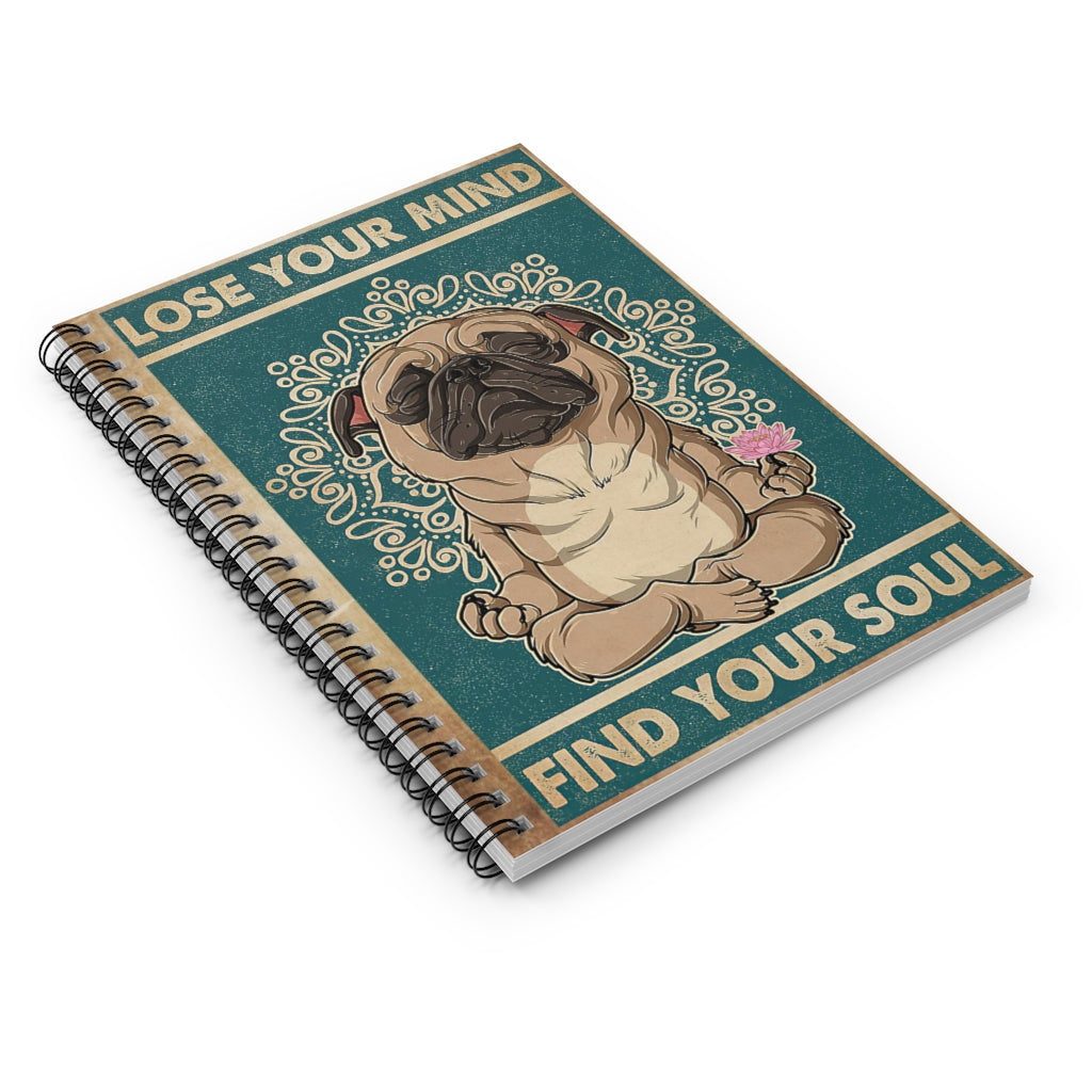 Spiral Notebook Retro Find Your Soul Pug Yoga Baby Journal Keepsake Spiral Notebook Gift On Birthday