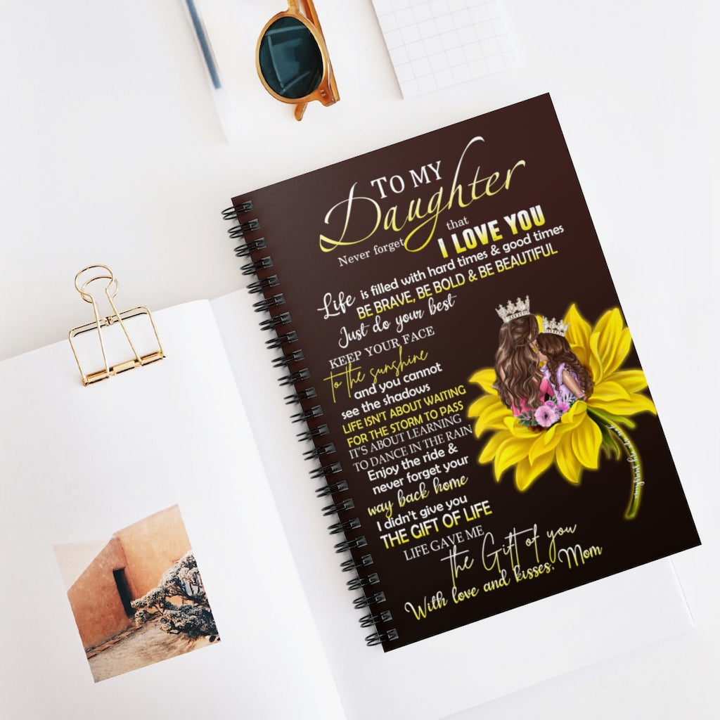 Spiral Notebook Personalized to My Daughter Love from Mom Sunflower Notebook Gifts for Daughter Ruled Line