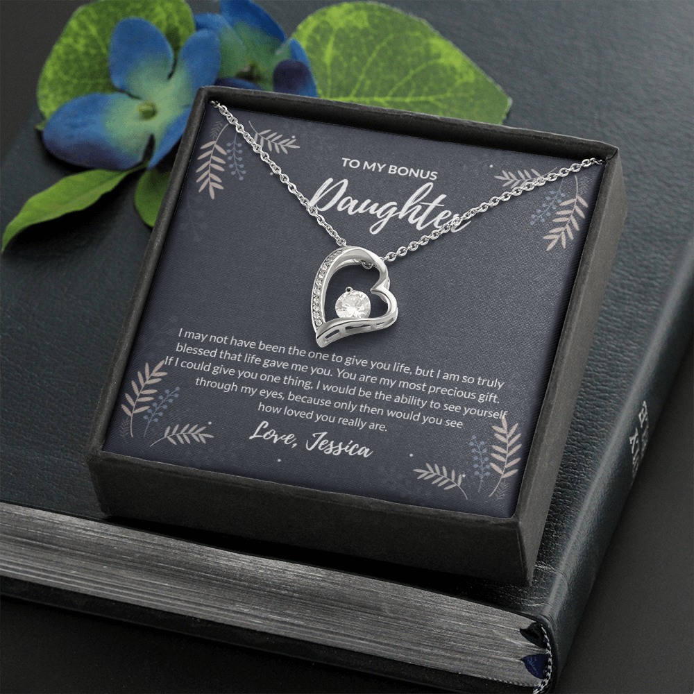 To My bonus daughter Forever Love Necklace - If I could give one thing custom name of giver