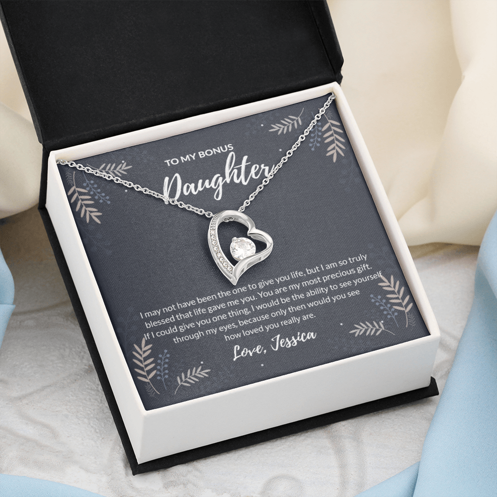 To My bonus daughter Forever Love Necklace - If I could give one thing custom name of giver