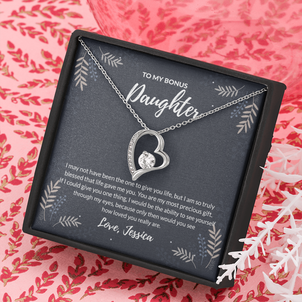 To My bonus daughter Forever Love Necklace - If I could give one thing custom name of giver