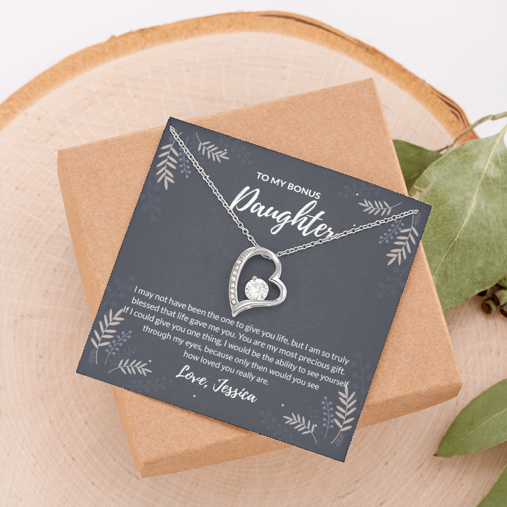 To My bonus daughter Forever Love Necklace - If I could give one thing custom name of giver