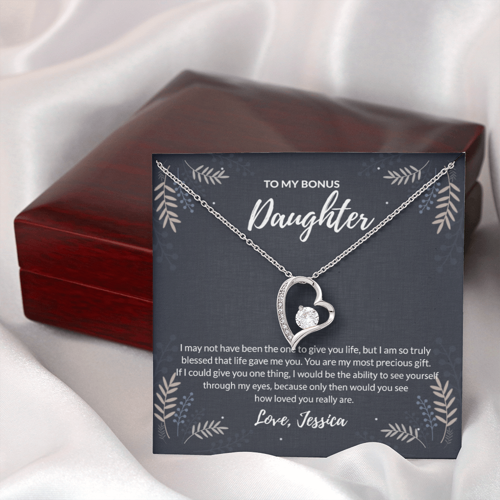 To My bonus daughter Forever Love Necklace - If I could give one thing custom name of giver