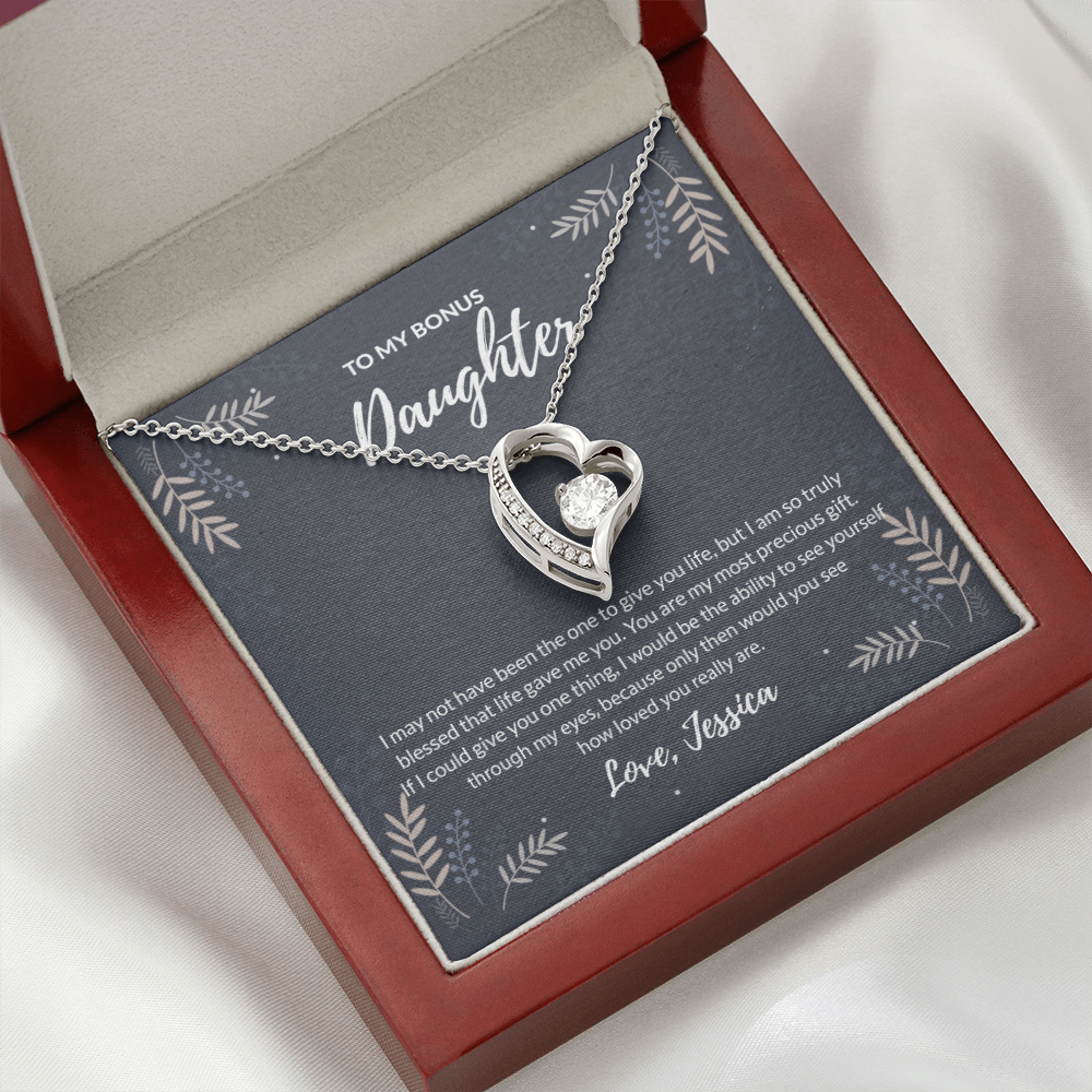 To My bonus daughter Forever Love Necklace - If I could give one thing custom name of giver