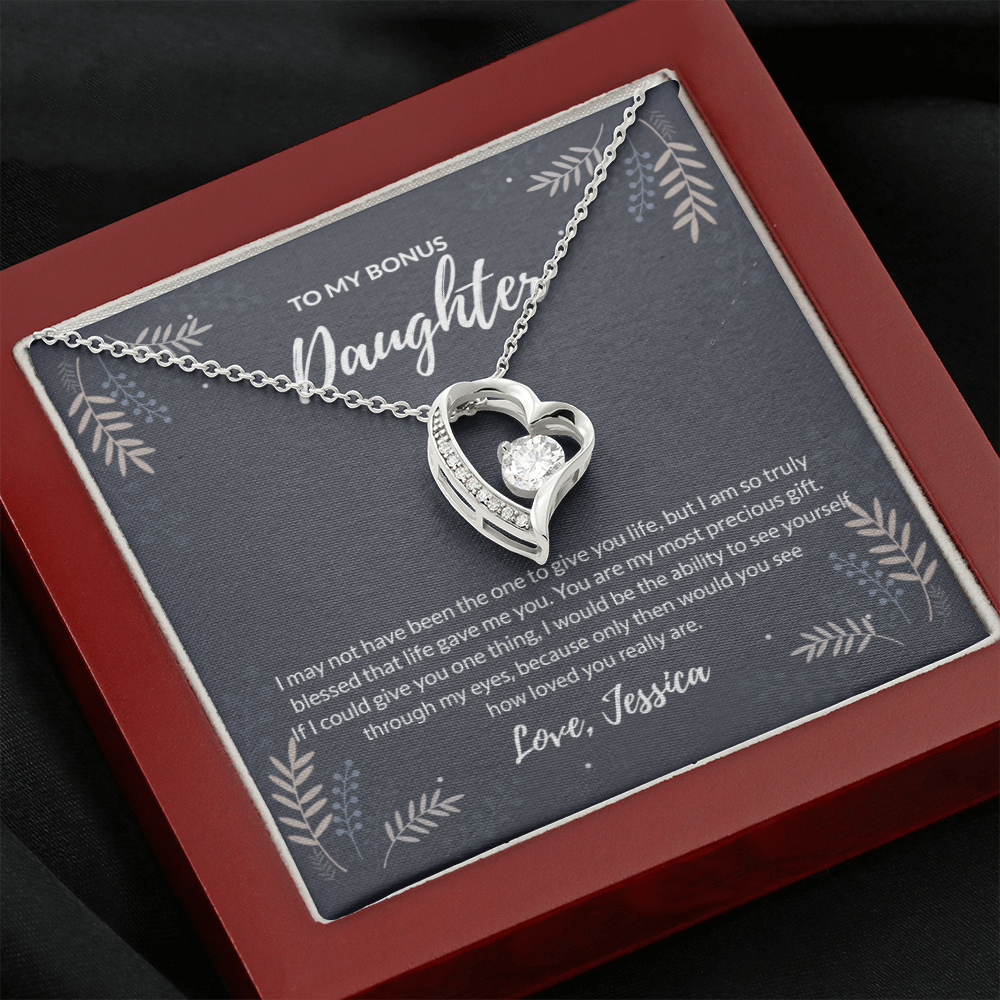 To My bonus daughter Forever Love Necklace - If I could give one thing custom name of giver