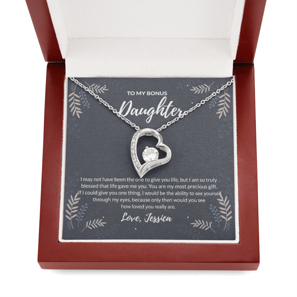 To My bonus daughter Forever Love Necklace - If I could give one thing custom name of giver