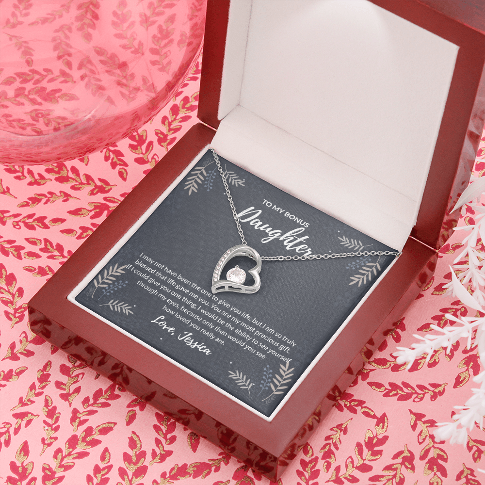 To My bonus daughter Forever Love Necklace - If I could give one thing custom name of giver