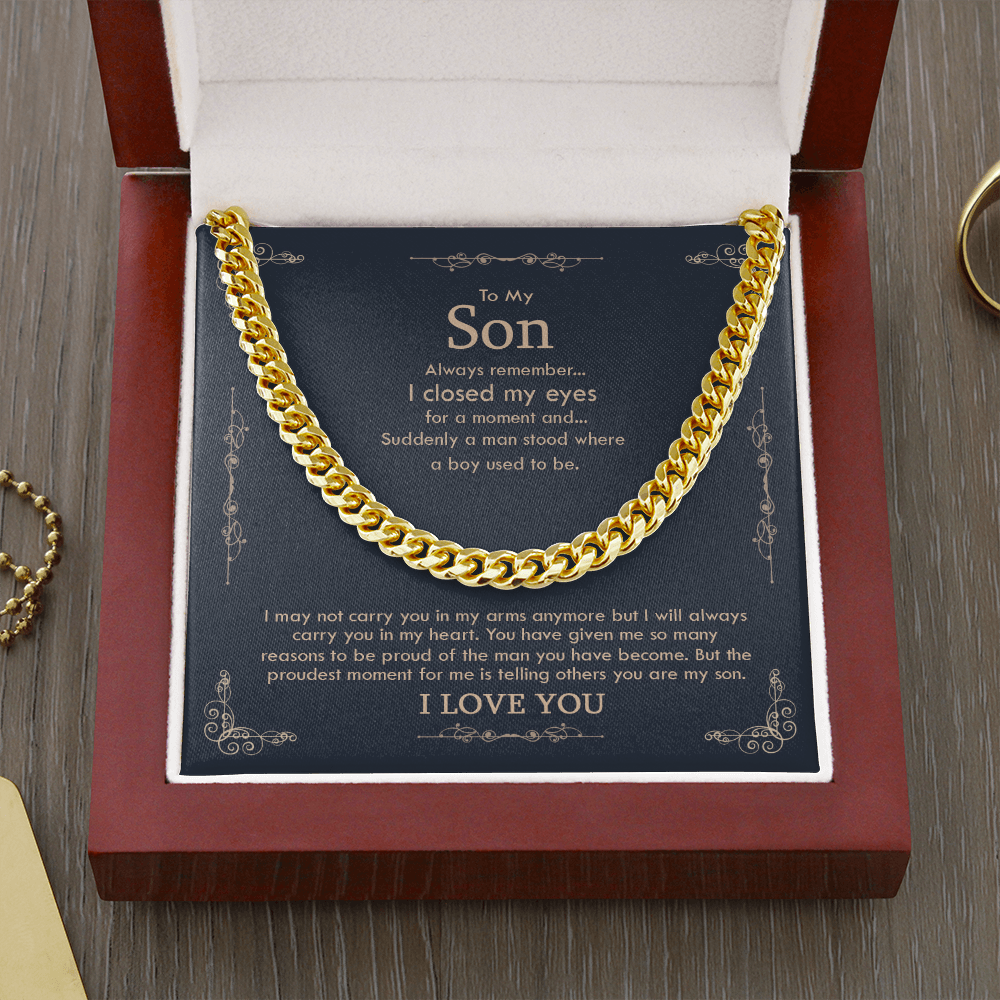 thanhsonneck-01 Korafina to My Son from Mom Necklace - Son Jewelry, Necklace Gift for Son from Mom, Small Cross Necklace for Men Boy, Cuban Chain Necklace for Son, Mother to Son Gifts, Gifts for Son Birthday #1