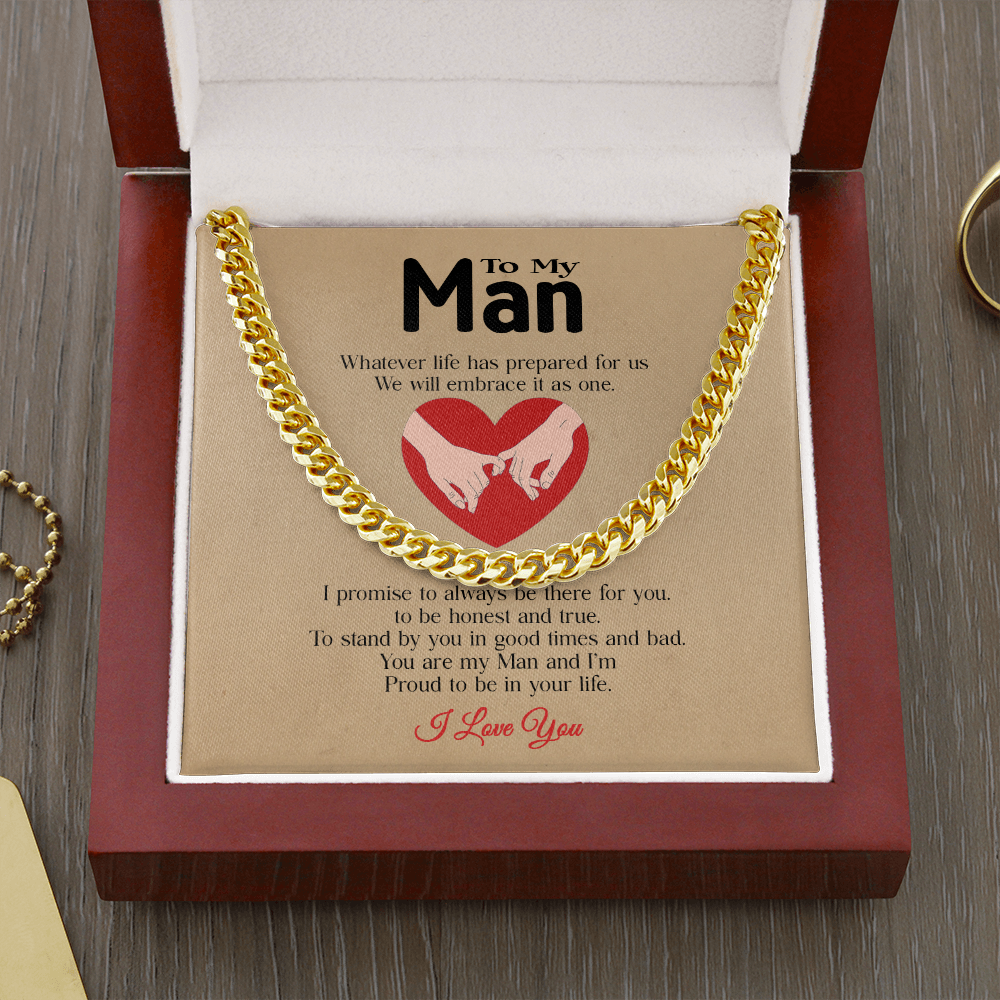 To my Man Heart 1 Cuban Link Chain