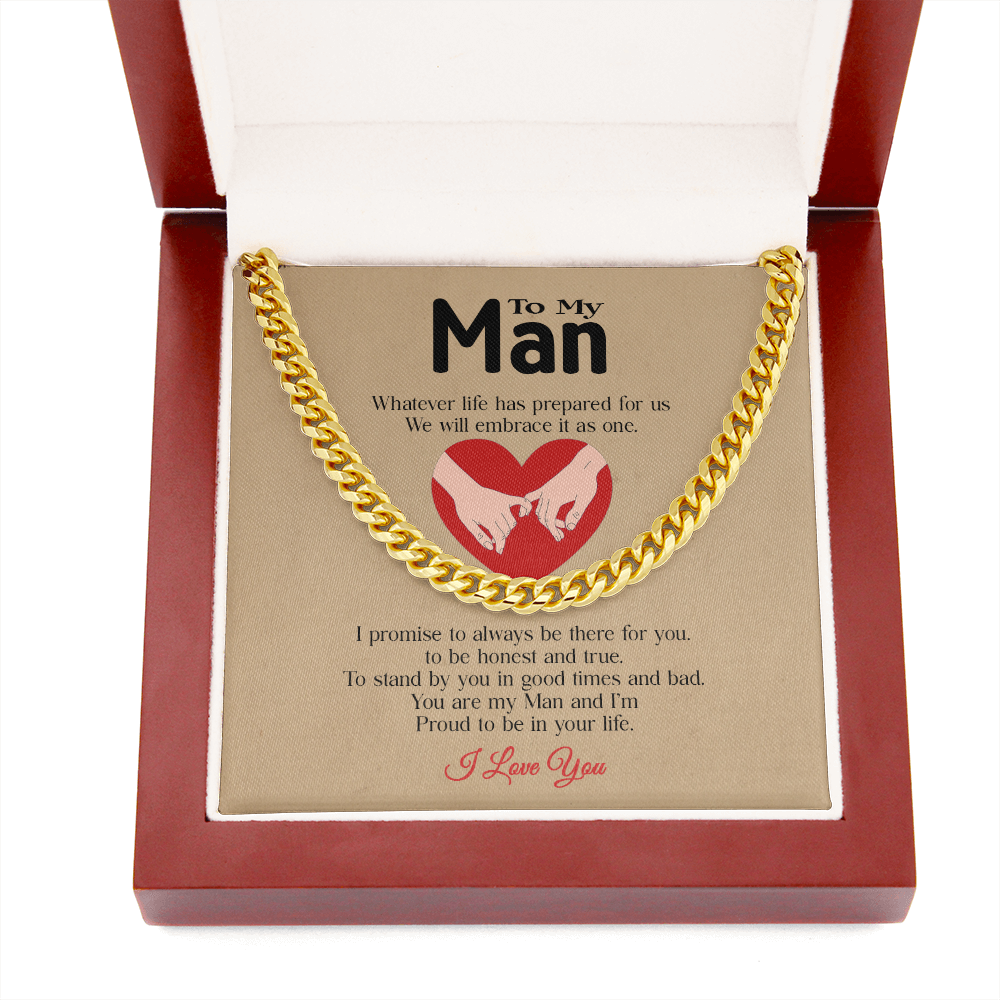 To my Man Heart 1 Cuban Link Chain