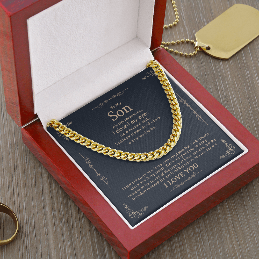 thanhsonneck-01 Korafina to My Son from Mom Necklace - Son Jewelry, Necklace Gift for Son from Mom, Small Cross Necklace for Men Boy, Cuban Chain Necklace for Son, Mother to Son Gifts, Gifts for Son Birthday #1