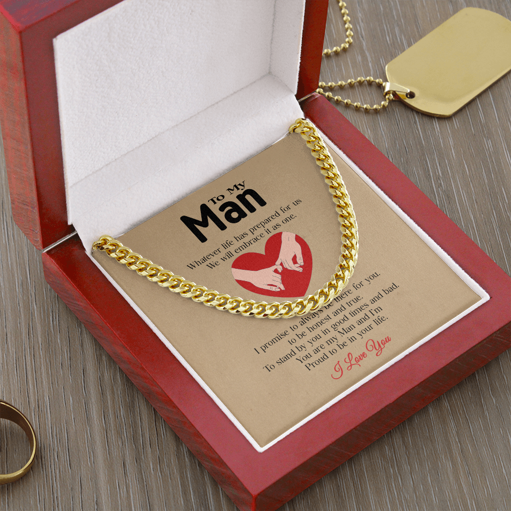 To my Man Heart 1 Cuban Link Chain
