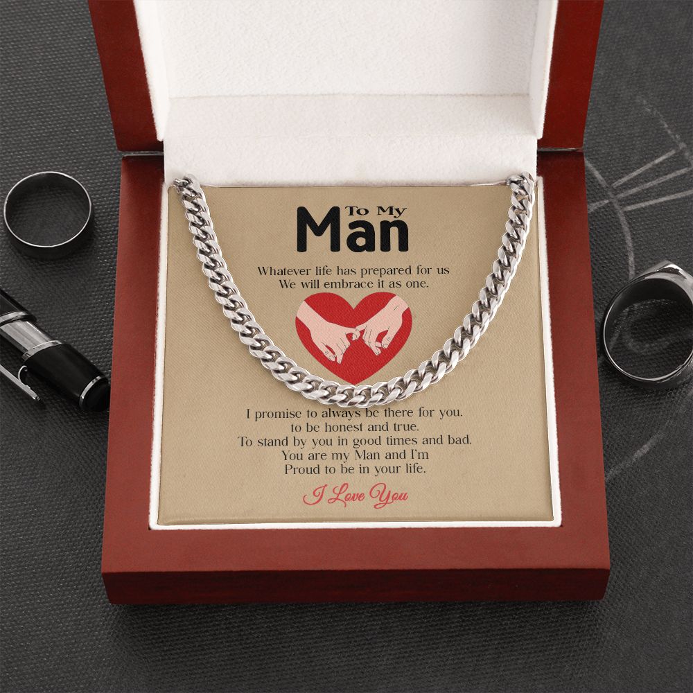 To my Man Heart 1 Cuban Link Chain