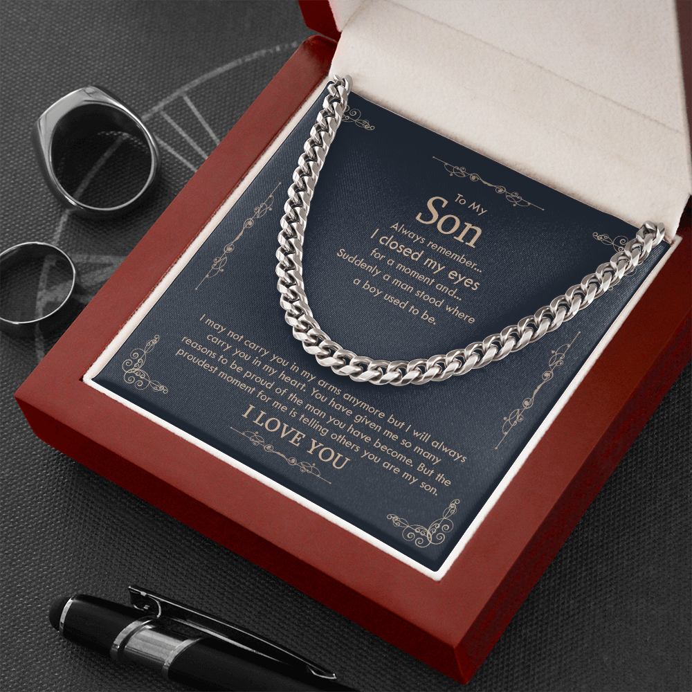 thanhsonneck-01 Korafina to My Son from Mom Necklace - Son Jewelry, Necklace Gift for Son from Mom, Small Cross Necklace for Men Boy, Cuban Chain Necklace for Son, Mother to Son Gifts, Gifts for Son Birthday #1