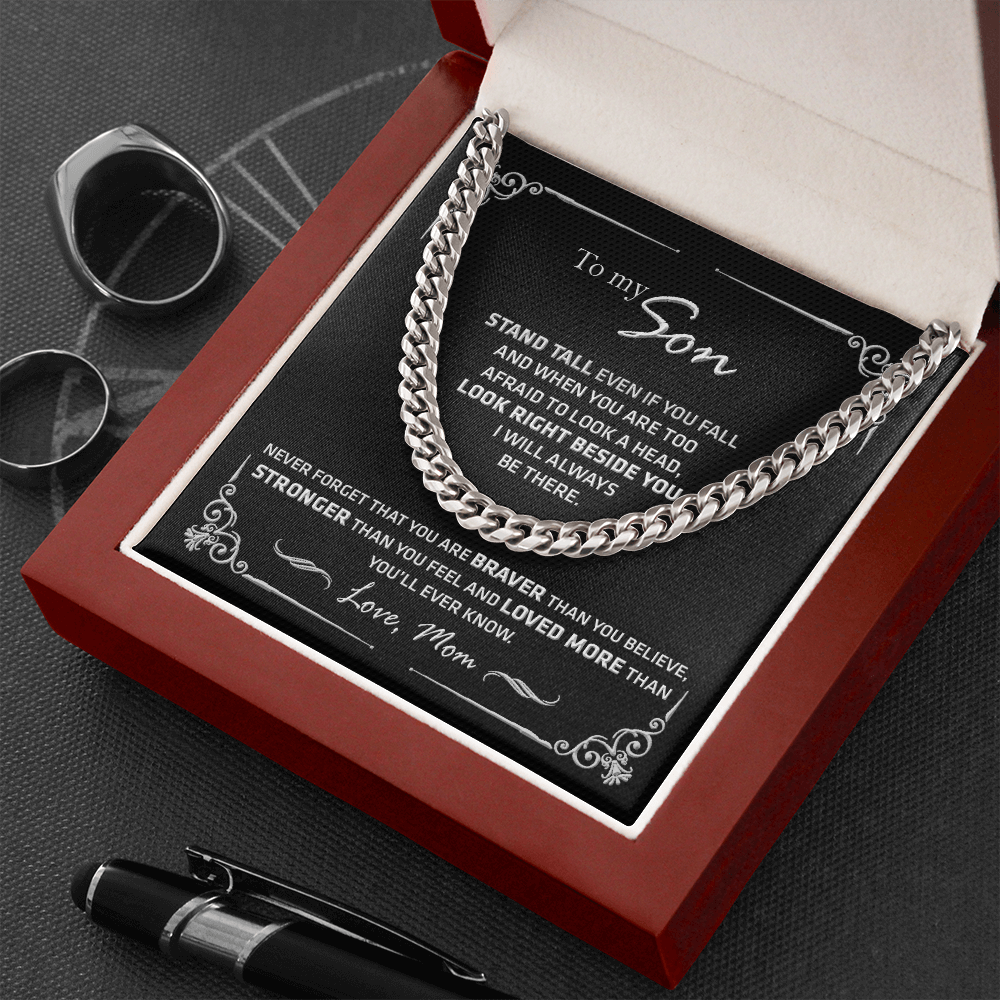 to My Son from Mom Necklace - Son Jewelry, Necklace Gift for Son from Mom, Small Cross Necklace for Men Boy, Cuban Chain Necklace for Son, Mother to Son Gifts, Gifts for Son Birthday #6