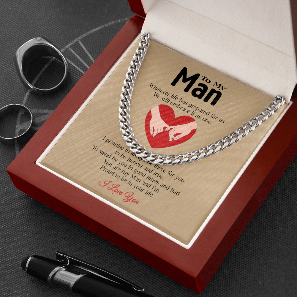 To my Man Heart 1 Cuban Link Chain