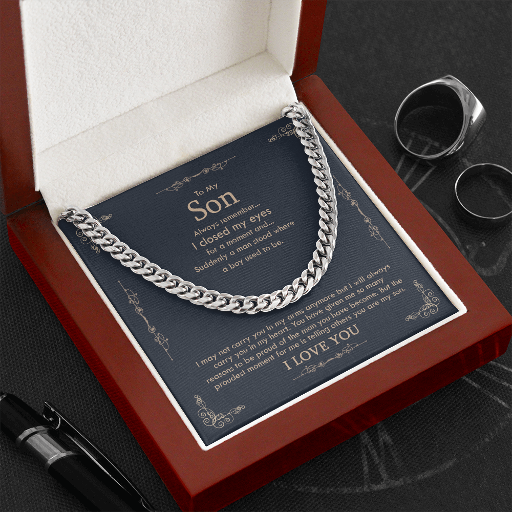 thanhsonneck-01 Korafina to My Son from Mom Necklace - Son Jewelry, Necklace Gift for Son from Mom, Small Cross Necklace for Men Boy, Cuban Chain Necklace for Son, Mother to Son Gifts, Gifts for Son Birthday #1