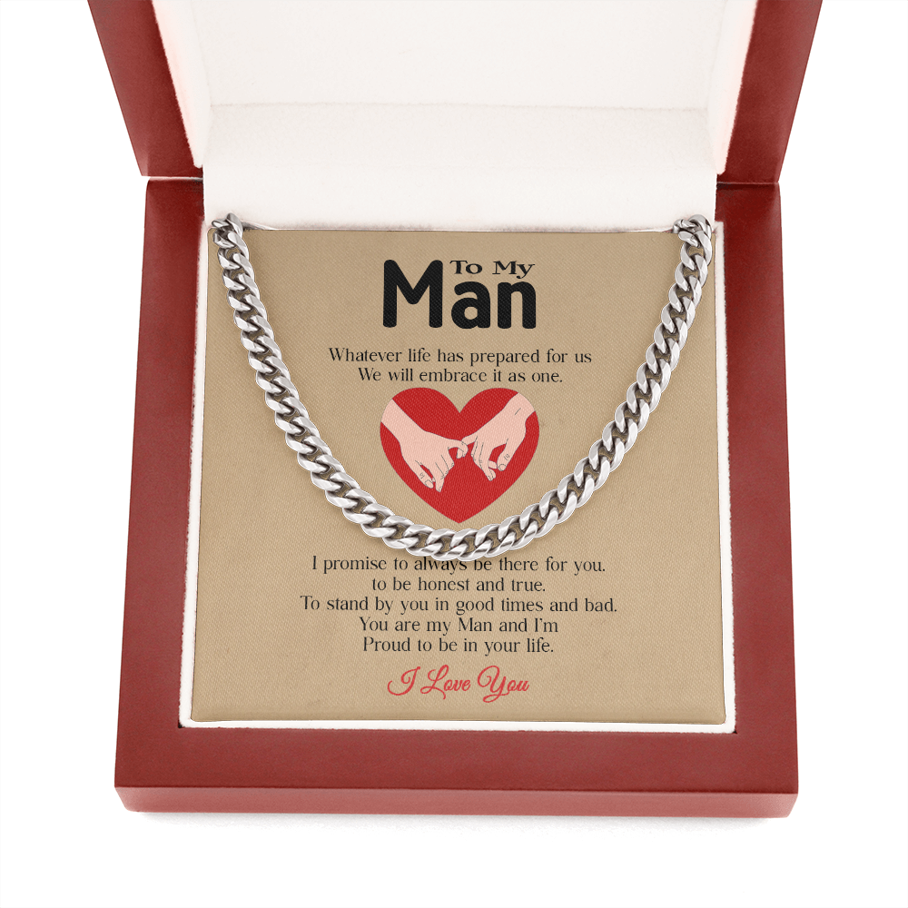 To my Man Heart 1 Cuban Link Chain