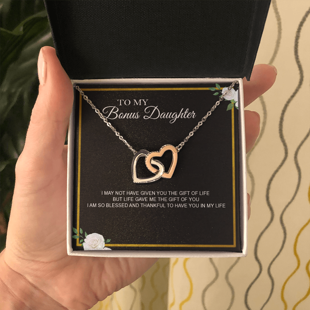 To My Bonus Daughter Necklace Heart Pendant I May Not Have Given You the Gift of Life But Life Gave Me the Gift of You