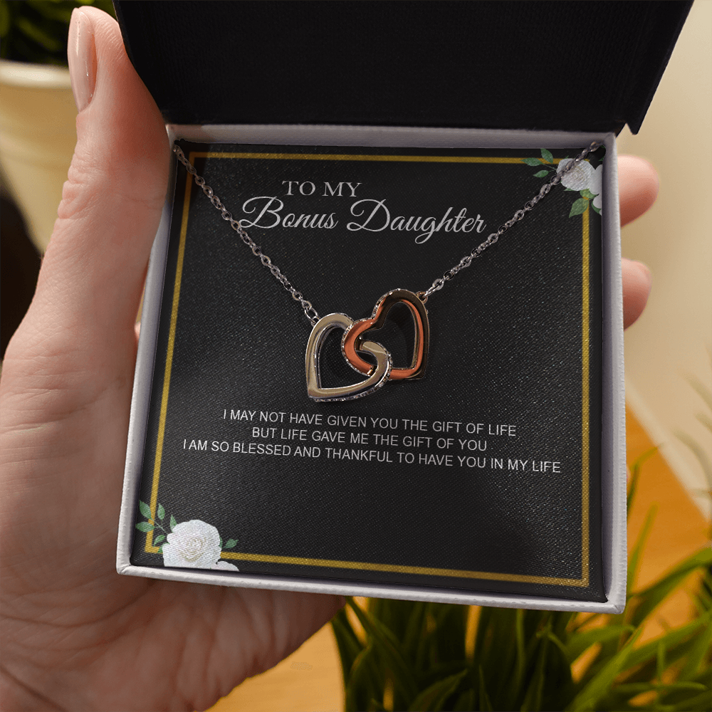 To My Bonus Daughter Necklace Heart Pendant I May Not Have Given You the Gift of Life But Life Gave Me the Gift of You