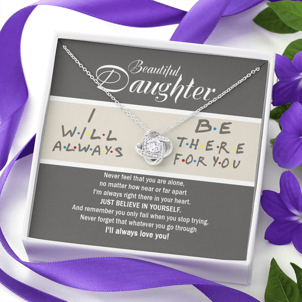 To My Beautiful Daughter Love Knot Necklace, Gift For Daughter From Mom, Necklace For Daughters Daughter Necklaces From Mom With Jewelry To My Knot Women Love Mother Gift A Neclaces Beautiful Love Knot Necklaces With Box Card 001
