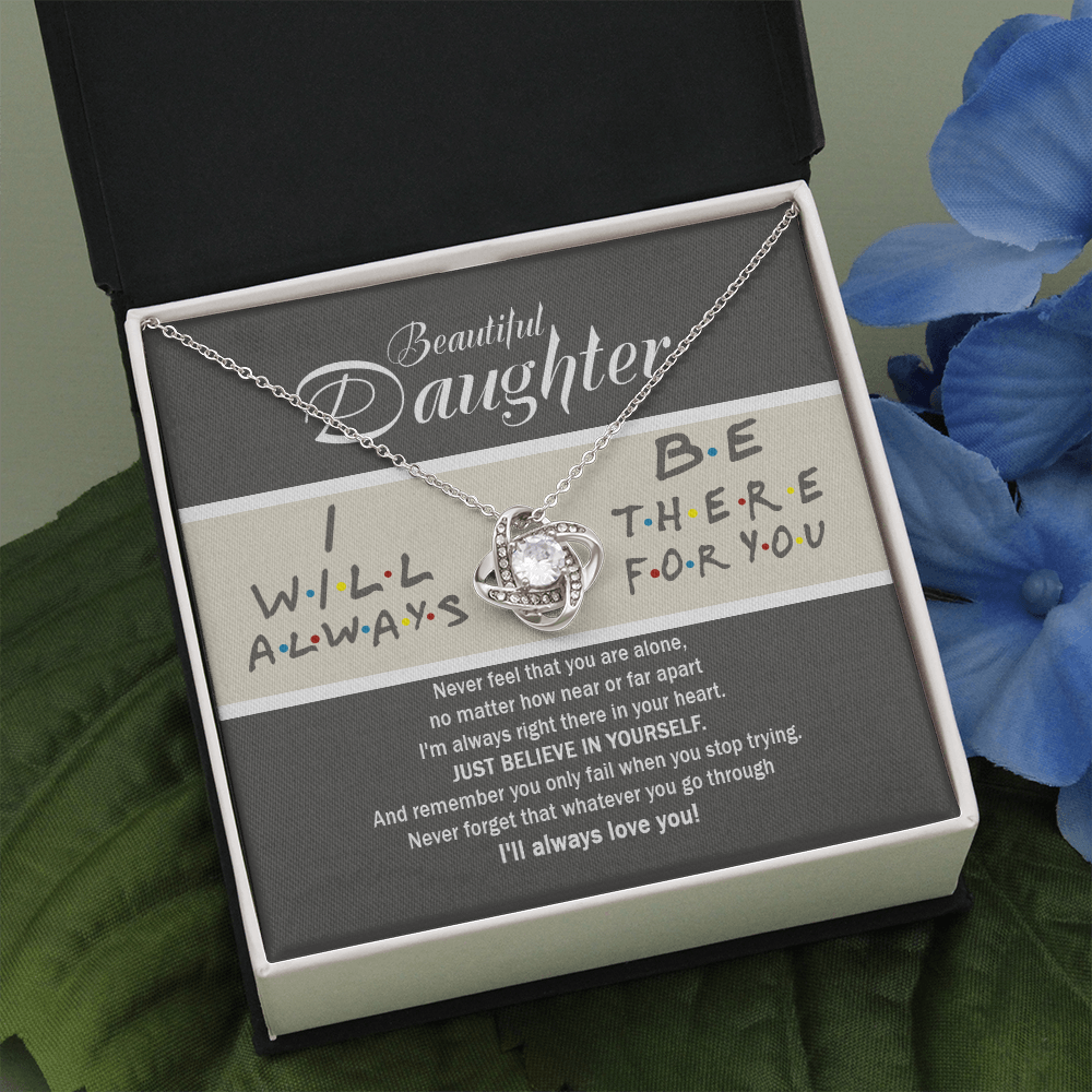 To My Beautiful Daughter Love Knot Necklace, Gift For Daughter From Mom, Necklace For Daughters Daughter Necklaces From Mom With Jewelry To My Knot Women Love Mother Gift A Neclaces Beautiful Love Knot Necklaces With Box Card 001