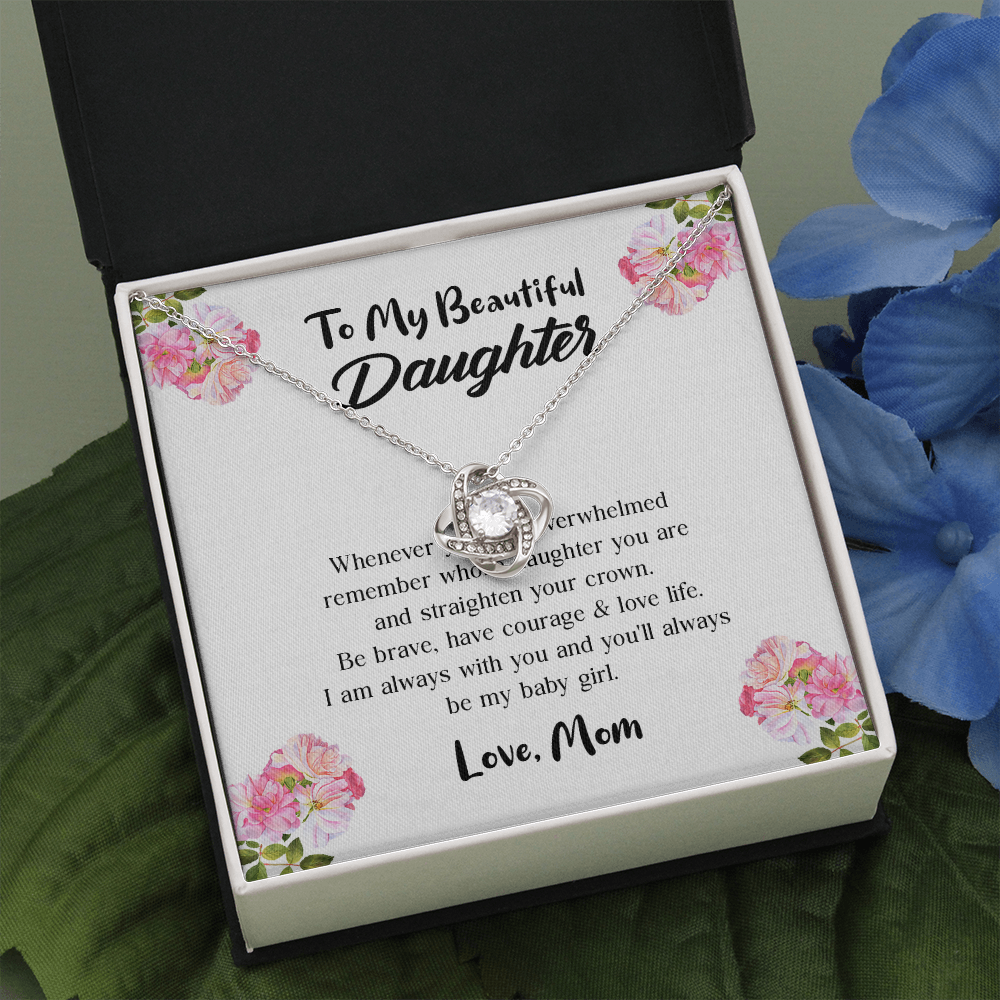 To My Beautiful Daughter Love Knot Necklace, Gift For Daughter From Mom, Necklace For Daughters Daughter Necklaces From Mom With Jewelry To My Knot Women Love Mother Gift A Neclaces Be Love Knot Necklaces With Box Card 001