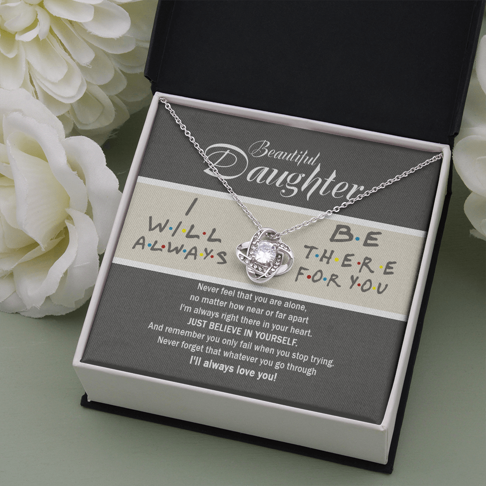 To My Beautiful Daughter Love Knot Necklace, Gift For Daughter From Mom, Necklace For Daughters Daughter Necklaces From Mom With Jewelry To My Knot Women Love Mother Gift A Neclaces Beautiful Love Knot Necklaces With Box Card 001