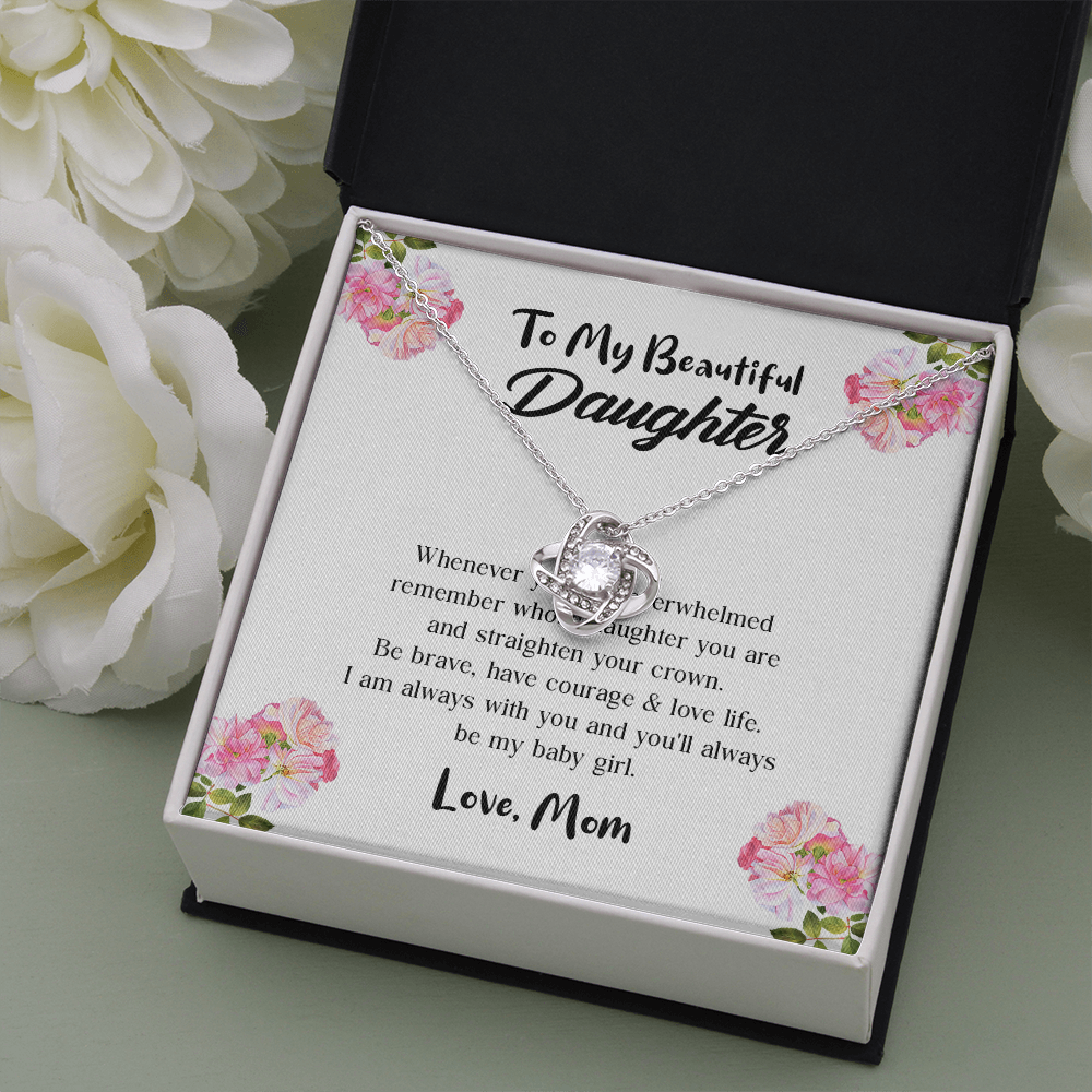 To My Beautiful Daughter Love Knot Necklace, Gift For Daughter From Mom, Necklace For Daughters Daughter Necklaces From Mom With Jewelry To My Knot Women Love Mother Gift A Neclaces Be Love Knot Necklaces With Box Card 001